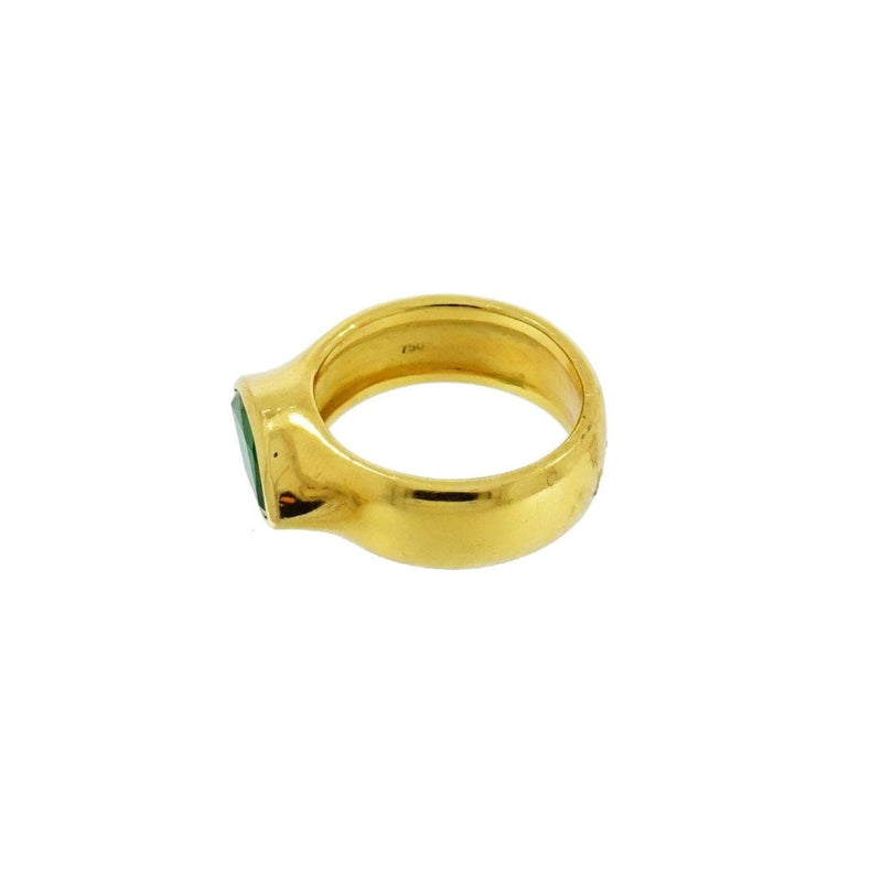 Estate Jewelry - Marquise shaped Emerald Yellow Gold Ring | Manfredi Jewels