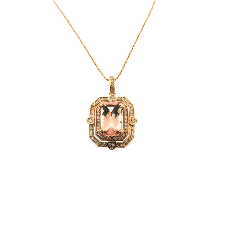 Estate Jewelry Estate Jewelry - Morganite & Diamond Rose Gold Necklace | Manfredi Jewels