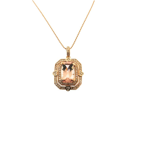 Morganite & Diamond Rose Gold Necklace