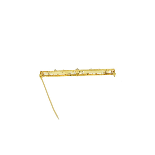 Estate Jewelry - Multi shaped Diamond Bar Yellow Gold Brooch | Manfredi Jewels