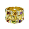 Estate Jewelry - Multicolor Gemstones and Diamond Flowers Yellow Gold Bracelet | Manfredi Jewels