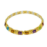 Estate Jewelry - Multicolor Gemstones Flowers Yellow Gold Necklace | Manfredi Jewels