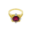 Estate Jewelry - Natural Red Spinel Diamond and Yellow Gold Ring | Manfredi Jewels