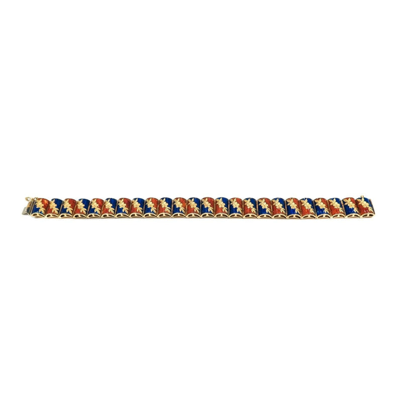 Estate Jewelry - Orange & Blue Enameled Bracelet | Manfredi Jewels