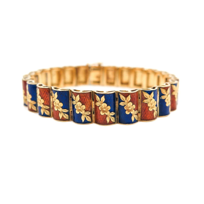 Estate Jewelry - Orange & Blue Enameled Bracelet | Manfredi Jewels