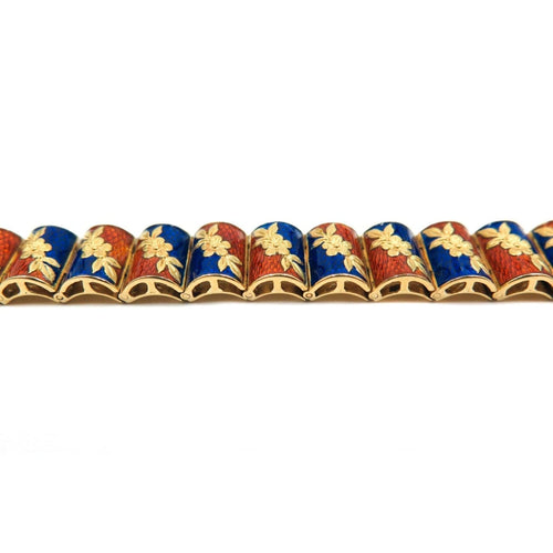 Estate Jewelry - Orange & Blue Enameled Bracelet | Manfredi Jewels