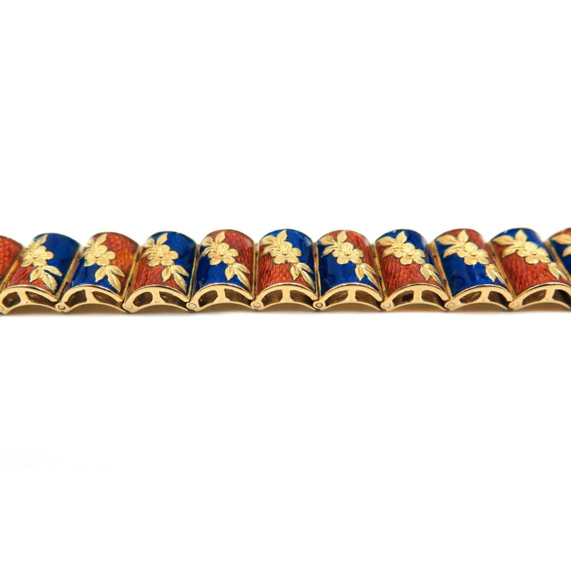 Estate Jewelry Estate Jewelry - Orange & Blue Enameled Bracelet | Manfredi Jewels