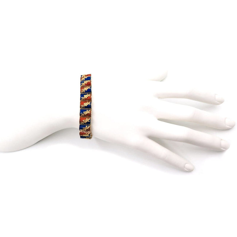 Estate Jewelry Estate Jewelry - Orange & Blue Enameled Bracelet | Manfredi Jewels