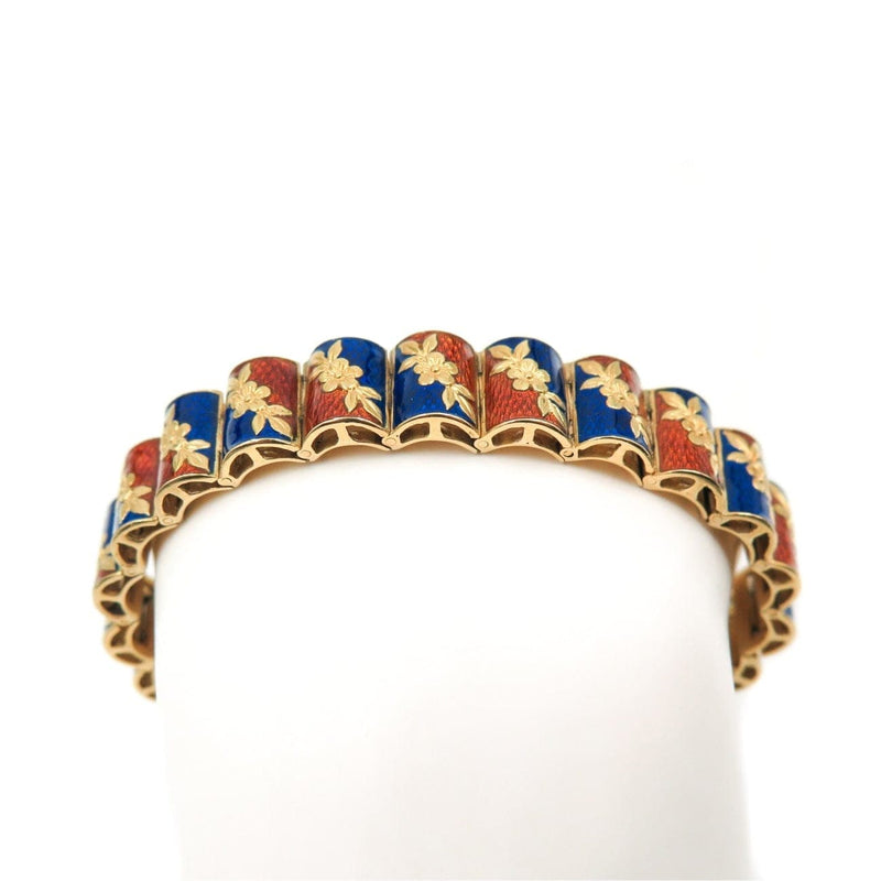 Estate Jewelry Estate Jewelry - Orange & Blue Enameled Bracelet | Manfredi Jewels