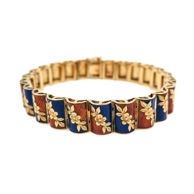 Estate Jewelry Estate Jewelry - Orange & Blue Enameled Bracelet | Manfredi Jewels
