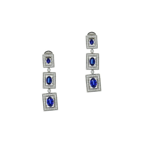 Oval Sapphire & Diamond Drop Earrings