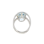Estate Jewelry - Pear Shaped Blue Topaz & Diamond Cocktail Ring | Manfredi Jewels