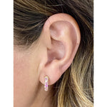 Estate Jewelry Estate Jewelry - Pink Sapphire and Diamond Rose Gold Huggie Earrings | Manfredi Jewels