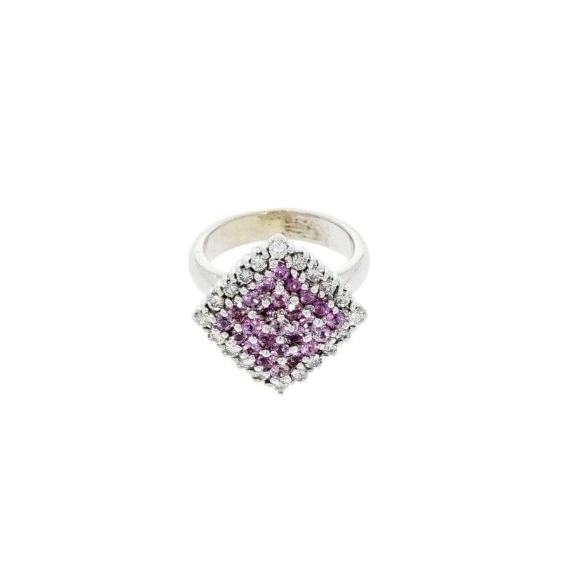 Estate Jewelry Estate Jewelry - Pink Sapphire & Diamond White Gold Ring | Manfredi Jewels