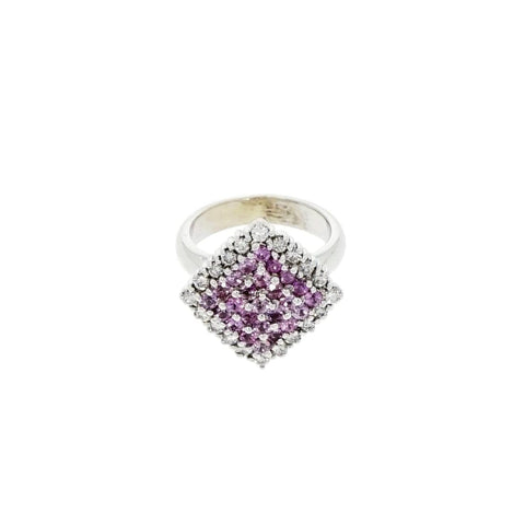 Pink Sapphire & Diamond White Gold Ring