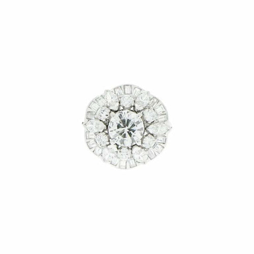 Estate Jewelry - Platinum Diamond Cluster Cocktail Ring | Manfredi Jewels