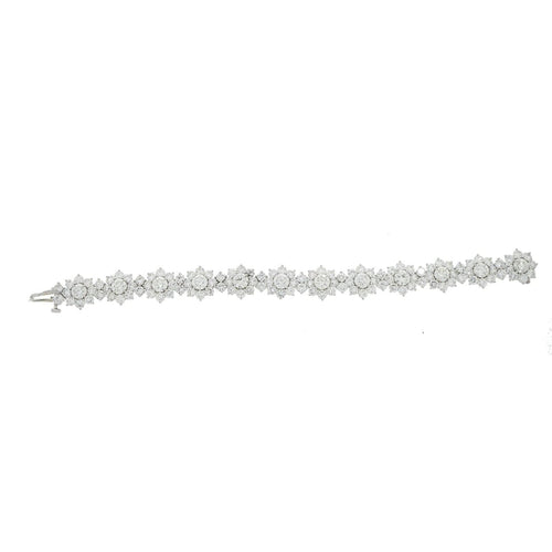 Estate Jewelry - Platinum Diamond Flower White Gold Bracelet | Manfredi Jewels