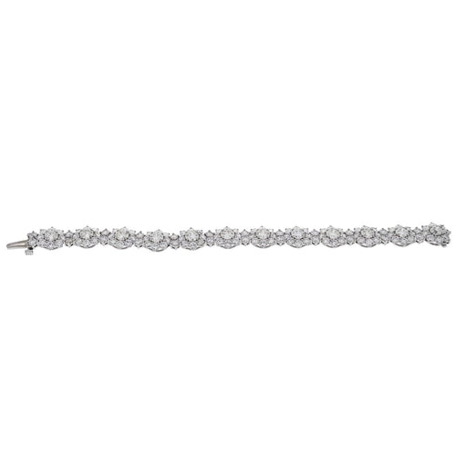 Estate Jewelry - Platinum Diamond Flower White Gold Bracelet | Manfredi Jewels