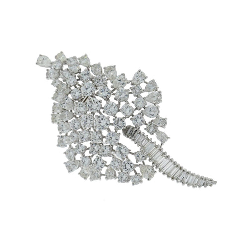 Platinum Diamond Leaf Design Brooch