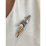 Estate Jewelry - Platinum & Gold Floral Inspired Cultured Pearl Brooch | Manfredi Jewels