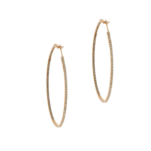 Rose Gold In-Out Diamond Hoop Earrings