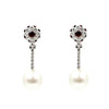 Estate Jewelry Estate Jewelry - Ruby Diamond Halo and Pearl Drop Earrings | Manfredi Jewels