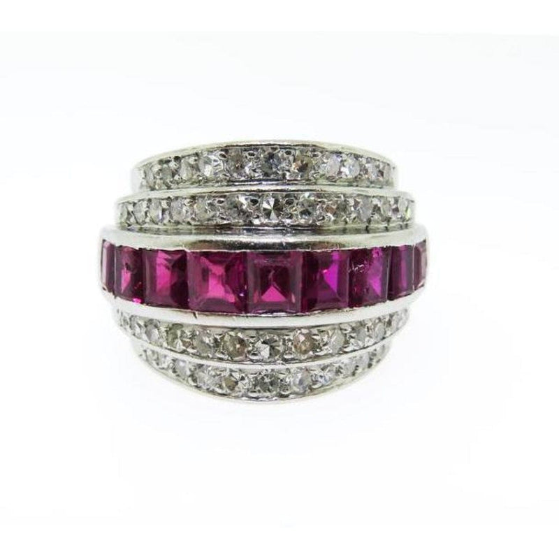 Estate Jewelry Estate Jewelry - Ruby & Diamond White Gold Band | Manfredi Jewels