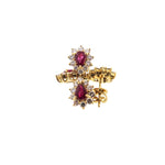 Estate Jewelry - Ruby & Diamond Yellow Gold Drop Earrings | Manfredi Jewels