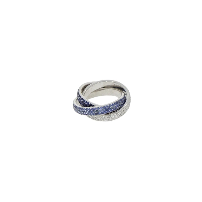 Estate Jewelry - Sapphire and Diamond Tricolor White Gold Rolling Ring | Manfredi Jewels