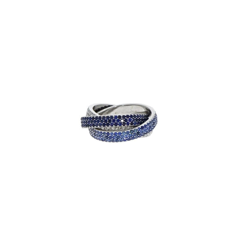 Estate Jewelry - Sapphire and Diamond Tricolor White Gold Rolling Ring | Manfredi Jewels
