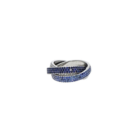 Sapphire and Diamond Tricolor White Gold Rolling Ring