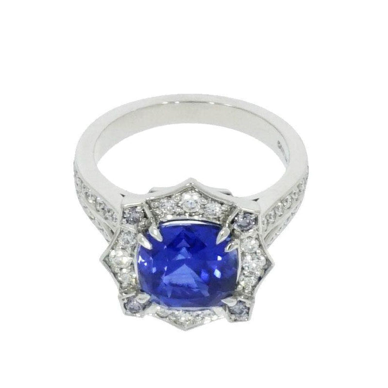 Estate Jewelry - Sapphire & Diamond Platinum Ring | Manfredi Jewels