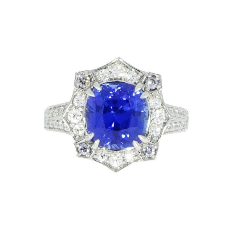 Estate Jewelry - Sapphire & Diamond Platinum Ring | Manfredi Jewels
