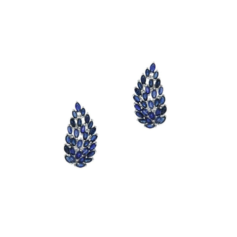 Sapphires Climbers White Gold Earrings