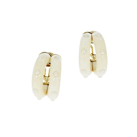 Seaman Schepps Mamoth with Pearls accent Yellow Gold Earrings