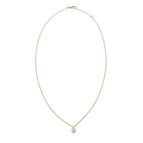 Estate Jewelry - Single Diamond Drop 18K Yellow Gold Necklace | Manfredi Jewels