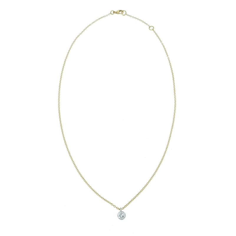 Estate Jewelry - Single Diamond Drop 18K Yellow Gold Necklace | Manfredi Jewels