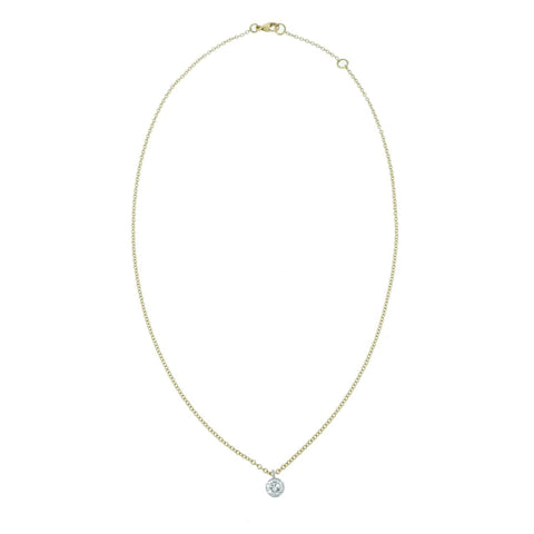 Single Diamond Drop 18K Yellow Gold Necklace