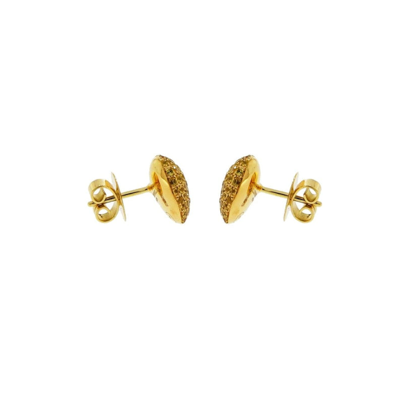 Estate Jewelry - Theo Fennell Yellow Sapphire Pave Heart Gold Earrings | Manfredi Jewels