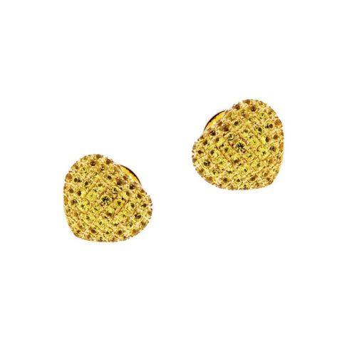 Theo Fennell Yellow Sapphire Pave Heart Yellow Gold Earrings
