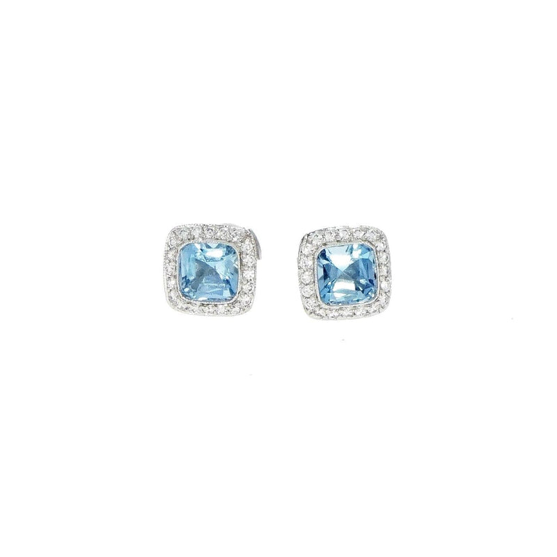 Estate Jewelry - Tiffany & Co. Aquamarine and Diamonds Legacy White Gold Earrings | Manfredi Jewels