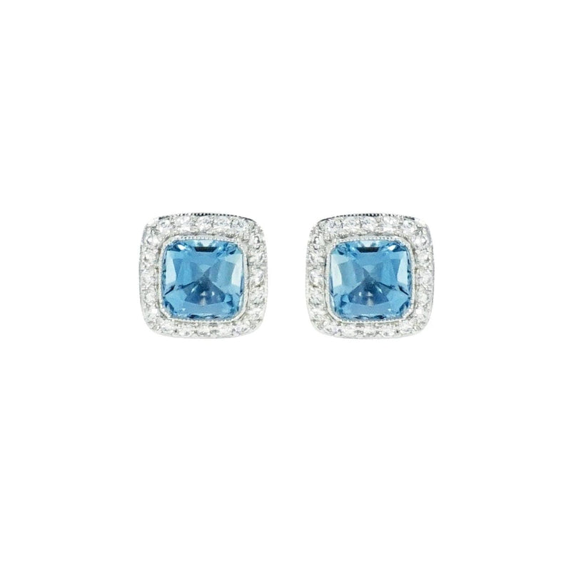Estate Jewelry - Tiffany & Co. Aquamarine and Diamonds Legacy White Gold Earrings | Manfredi Jewels