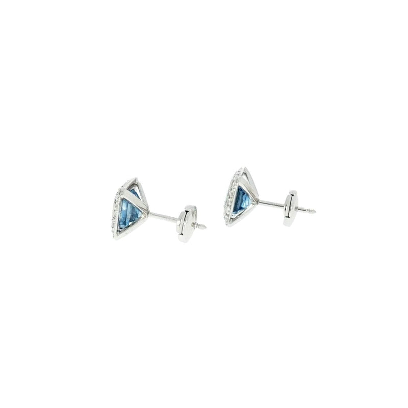 Estate Jewelry - Tiffany & Co. Aquamarine and Diamonds Legacy White Gold Earrings | Manfredi Jewels