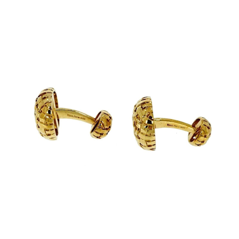 Estate Jewelry - Tiffany & Co. Yellow Gold Vannerie Cufflinks Studs Dress Set | Manfredi Jewels