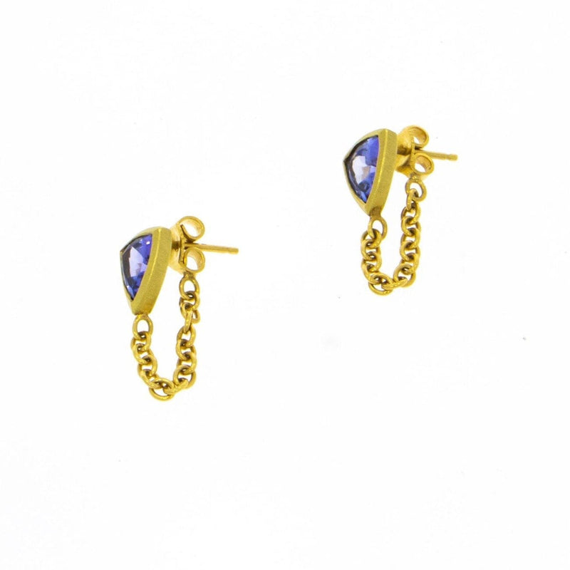 Estate Jewelry - Tribal Tanzanite Yellow Gold Earrings | Manfredi Jewels