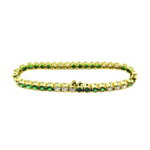 Estate Jewelry - Tsavorite and Diamond Yellow Gold Tennis Bracelet | Manfredi Jewels