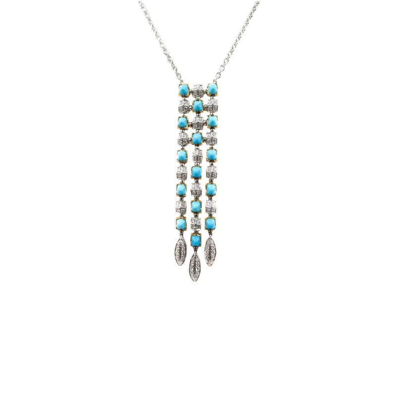 Estate Jewelry Estate Jewelry - Turquoise & Diamond White Gold Necklace | Manfredi Jewels