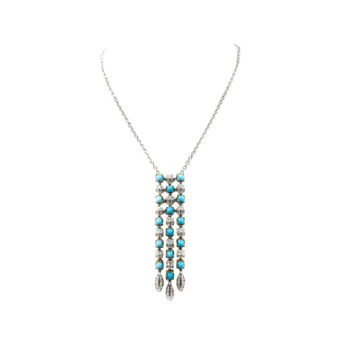 Estate Jewelry - Turquoise & Diamond White Gold Necklace | Manfredi Jewels