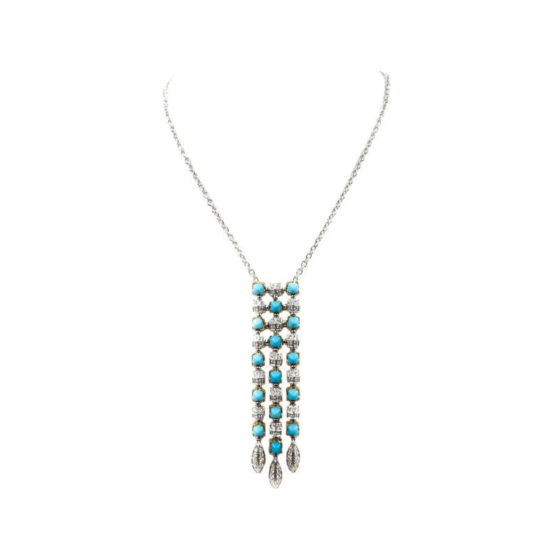 Estate Jewelry Estate Jewelry - Turquoise & Diamond White Gold Necklace | Manfredi Jewels