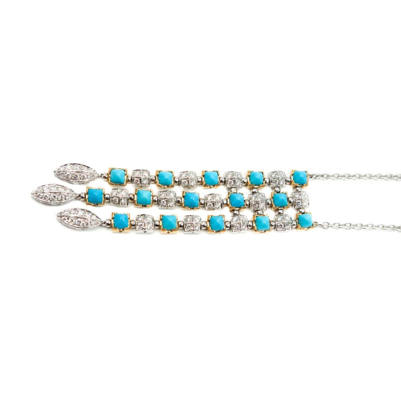 Estate Jewelry Estate Jewelry - Turquoise & Diamond White Gold Necklace | Manfredi Jewels